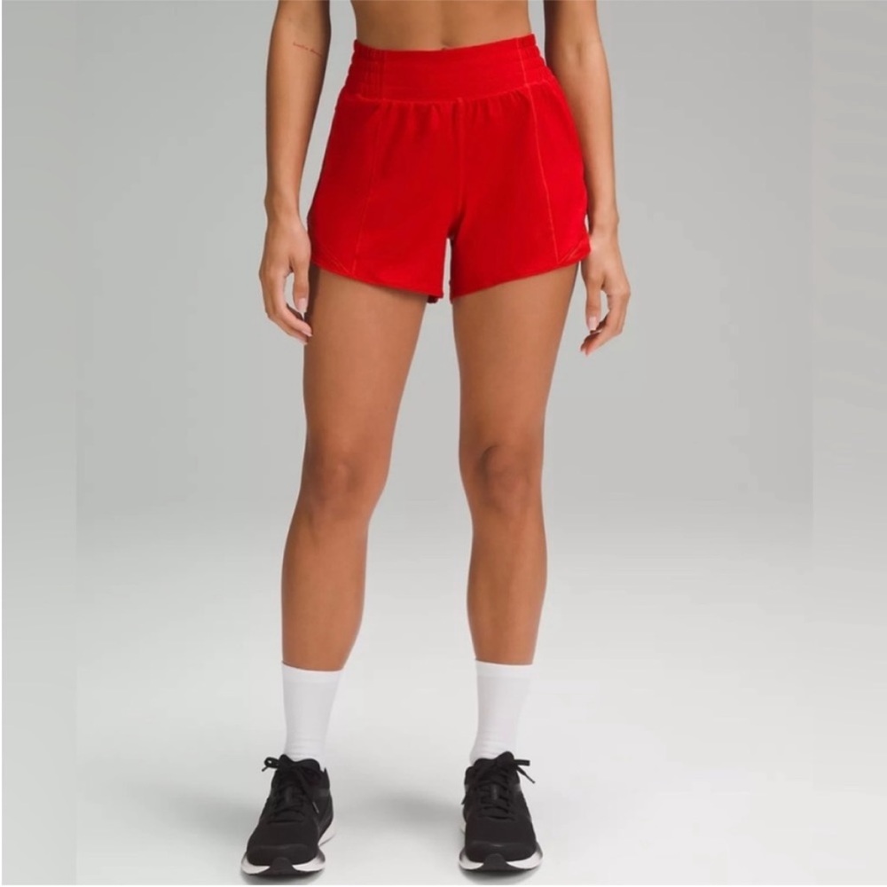 Lululemon Hotty Hot High-Rise Lined Short 4" Dark Red Size 6